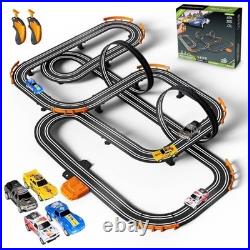 Slot Car Race Track Set with 4 Cars and 2 Hand Controllers for Kids