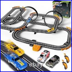 Slot Car Race Track Set with 4 Cars and 2 Hand Controllers for Kids