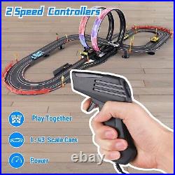 Slot Car Race Track Sets, 19ft Electric Track with LED Lights and 4 Slot Cars