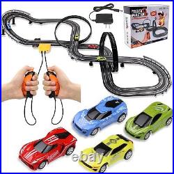 Slot Car Race Track Sets, 23ft Battery Powered or Electric Track with 4 Slot