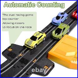 Slot Car Race Track Sets, 23ft Battery Powered or Electric Track with 4 Slot