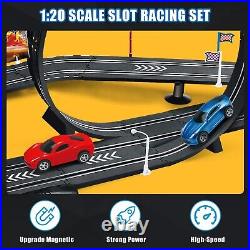 Slot Car Race Track Sets, Battery or Electric Race Car Track with 4 High-Spee