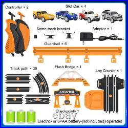 Slot Car Race Track Sets for Boys, Race Car Track with 4 High-Speed Slot Cars, Bat Slot Car Race Track Sets for Boys, Race Car Track with 4 High-Speed Slot Cars, Bat