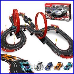 Slot Car Race Track Sets for Kids -30FT Electric Race Car Track with 4 High-S Slot Car Race Track Sets for Kids -30FT Electric Race Car Track with 4 High-S