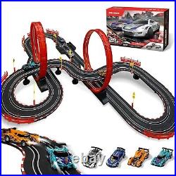 Slot Car Race Track Sets for Kids -30FT Electric Race Car Track with 4 High-S