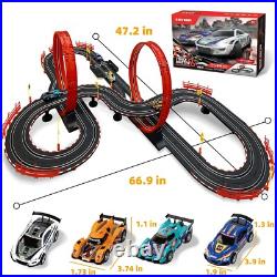 Slot Car Race Track Sets for Kids -30FT Electric Race Car Track with 4 High-S Slot Car Race Track Sets for Kids -30FT Electric Race Car Track with 4 High-S