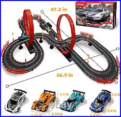 Slot Car Race Track Sets for Kids -30FT Electric Race Car Track with 4 High-Spee