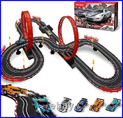 Slot Car Race Track Sets for Kids -30FT Electric Race Car Track with 4 High-Spee