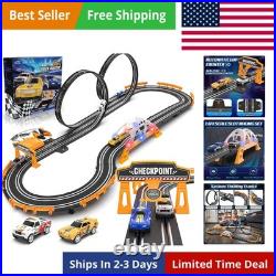Slot Car Race Track Sets with 4 High-Speed Racing Car, Battery or Electric Ra