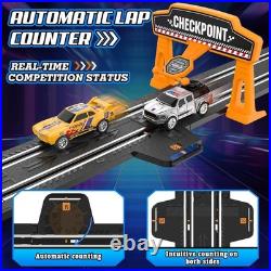 Slot Car Race Track Sets with 4 High-Speed Racing Car, Battery or Electric Ra