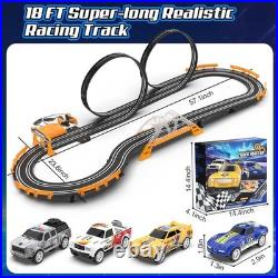 Slot Car Race Track Sets with 4 High-Speed Racing Car, Battery or Electric Ra
