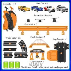 Slot Car Race Track Sets with 4 High-Speed Racing Car, Battery or Electric Ra