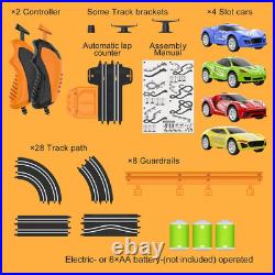 Slot Car Race Track Sets with 4 High-Speed Racing Car, Battery or Electric Race