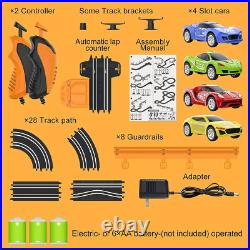 Slot Car Race Track Sets with 4 High-Speed Slot Cars, Battery or Electric Car Tr