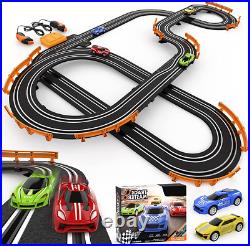 Slot Car Race Track Sets with 4 High-Speed Slot Cars, Battery or Electric Car Tr