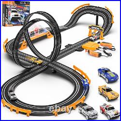 Slot Car Racing Track Set 20.2 ft Long, 4 Cars, LED Features, Great Gift for K