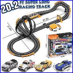 Slot Car Racing Track Set 20.2 ft Long, 4 Cars, LED Features, Great Gift for K