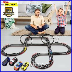 Slot Racing Car Track Sets 28Ft Electric Powered Race Tracks for Boys and Kids, D