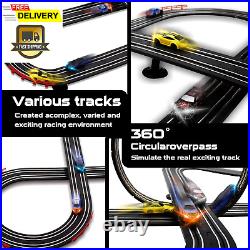 Slot Racing Car Track Sets 28Ft Electric Powered Race Tracks for Boys and Kids, D