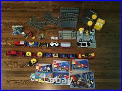 TWO Vintage Lego Train Sets 4565 4563 extra track cars tractors switches