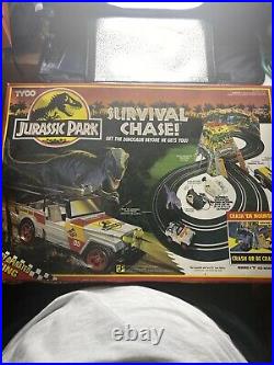 TYCO Jurassic Park Survival Chase Slot Car Set 1992 8219 Rare