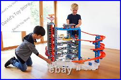 Toy Car Track Set & 4 164 Scale Cars, Super Ultimate Garage, 3+ Ft Tall with Mo