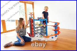 Toy Car Track Set & 4 164 Scale Cars, Super Ultimate Garage, 3+ Ft Tall with Mo