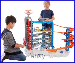 Toy Car Track Set & 4 164 Scale Cars, Super Ultimate Garage, 3+ ft Tall with Toy Car Track Set & 4 164 Scale Cars, Super Ultimate Garage, 3+ ft Tall with