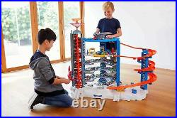 Toy Car Track Set & 4 164 Scale Cars, Super Ultimate Garage, 3+ ft Tall with