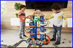 Toy Car Track Set City Ultimate Garage Moving T-Rex Dinosaur, 100+ 164 Scale