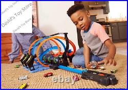 Toy Car Track Set, Corkscrew Crash with 164 Scale Car, 3 Crash Zones, Powered b