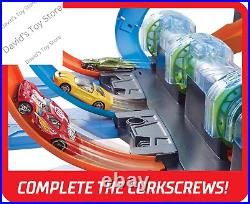 Toy Car Track Set, Corkscrew Crash with 164 Scale Car, 3 Crash Zones, Powered b