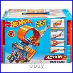 Toy Car Track Set Plastic Large with Storage and Cars for Racing & Stunts