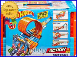 Toy Car Track Set Race Crate Transforms into 3 Different Builds Includes Storage