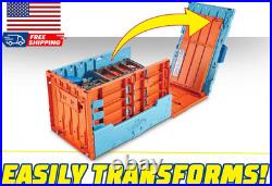 Toy Car Track Set Race Crate Transforms into 3 Different Builds Includes Storage
