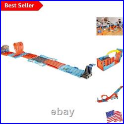 Toy Car Track Set Race Crate with 3 Builds, Storage & 2 Cars 164 Scale