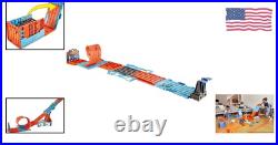 Toy Car Track Set Race Crate with 3 Builds, Storage & 2 Cars 164 Scale