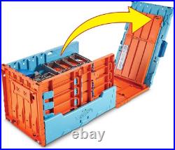 Toy Car Track Set Race Crate with 3 Builds, Storage & 2 Cars 164 Scale