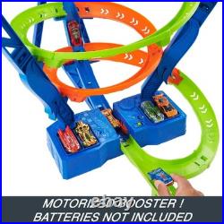 Toy Car Track Set Spiral Speed Crash, Powered by Motorized Booster, 29-in Tal