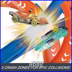Toy Car Track Set Spiral Speed Crash, Powered by Motorized Booster, 29-in Tal