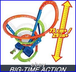 Toy Car Track Set Spiral Speed Crash, Powered by Motorized Booster 29-in Tall