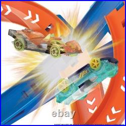 Toy Car Track Set Spiral Speed Crash, Powered by Motorized Booster 29-in Tall