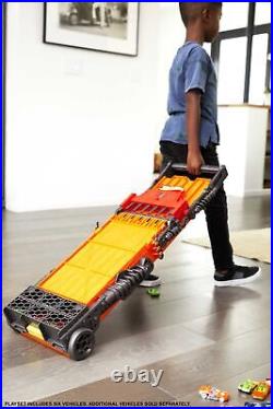 Toy Car Track Set Super 6-Lane Raceway, 8ft Track that Rolls Up for Storage