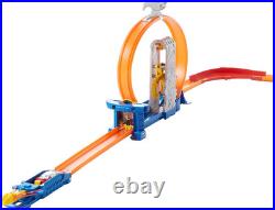 Toy Car Track Set, Track Builder Playset Total Turbo Takeover with 164 Scale Ve
