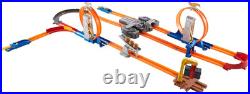 Toy Car Track Set, Track Builder Playset Total Turbo Takeover with 164 Scale Ve