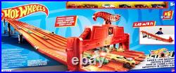 Toy Car Track Set with Lights, Sounds & 6 164 Scale Vehicles, Super 6-Lane R