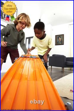 Toy Car Track Set with Lights, Sounds & 6 164 Scale Vehicles, Super 6-Lane Race Toy Car Track Set with Lights, Sounds & 6 164 Scale Vehicles, Super 6-Lane Race