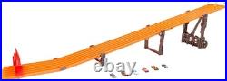 Toy Car Track Set with Lights, Sounds & 6 164 Scale Vehicles, Super 6-Lane Race