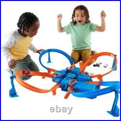 Toy car set race track motorized boost intersections crash zone plastic