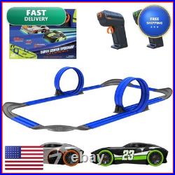Tracer Racers Glow Dark Super Loop Speedway Track Set 2 Cars Dual Racing Blue
